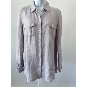 NWT!  Sz: M Tall J. Jill Love Linen 100% Linen Lavender Button Down Shirt (B54)